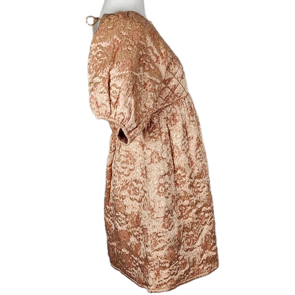 Kimchi Blue Urban Outfitters Astrid Quilted Brocade Babydoll Dress Small Coral - Picture 4 of 7